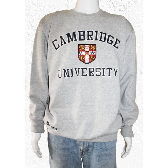 nwt CAMBRIDGE UNIVERSITY Official Unisex Crew Neck Sweatshirt in Heather Grey - Picture 1 of 12